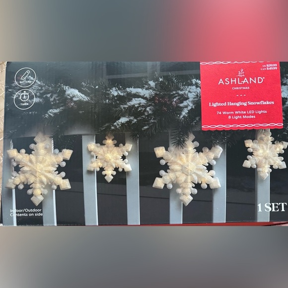 NWT lighted hanging snowflakes Christmas Xmas battery operated - Picture 7 of 8